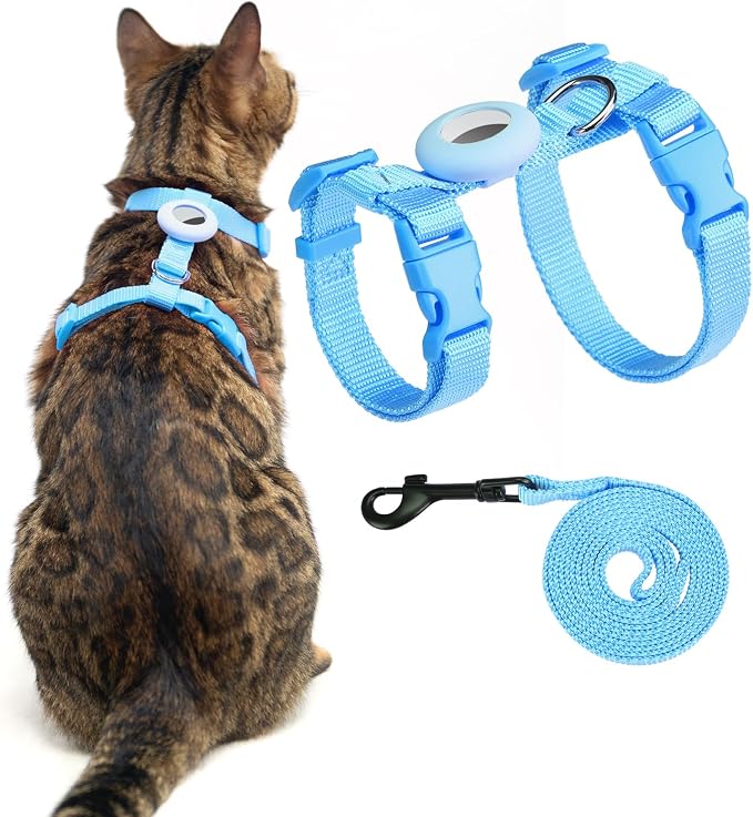 Cat Harness and Leash Set with Airtag Holder by VKPETFR