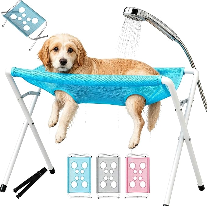 Pet Dog Bath Hammock, Cat Shower Grooming Table Hammock with Foldable Stand by Unknown