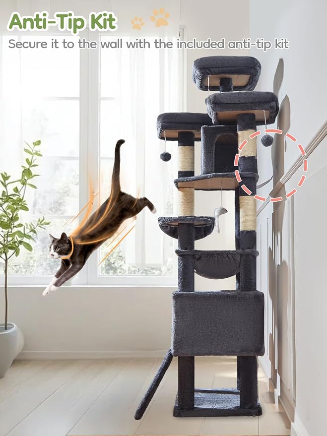 Taoqimiao 76-Inch Cat Tree XXL for Large Cats, Giant Cat Tower - Image 7