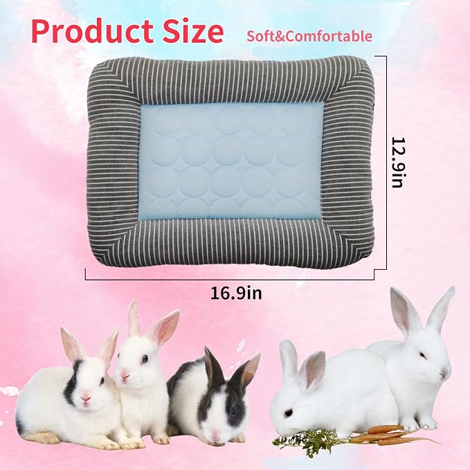 PINVNBY Rabbit Cooling Pad 16.9" L*12.9" W Bunny Bed Mat Ice Silk Summer Pet - Image 4