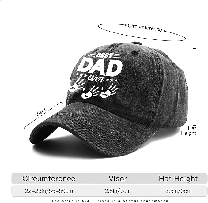 Personalized Vintage Washed Denim Dad Hat, Custom Baseball Cap - Image 8