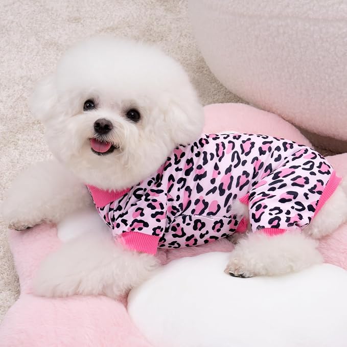 XPUDAC 4 Pack Dog Pajamas Soft Strechy Duck Pink Print Dog Clothes - Image 2