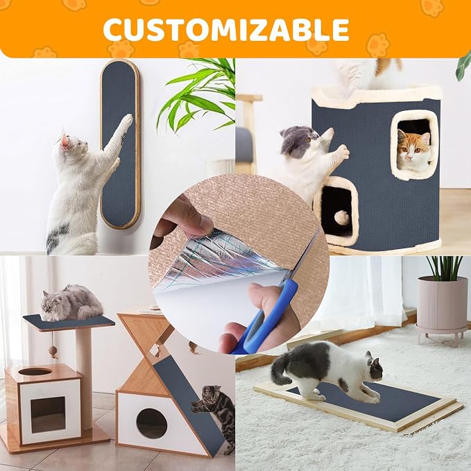 Cat Scratching Mat Self-Adhesive, 157.5'' x 15.8'' Trimmable Cat Scratch Pads - Image 5