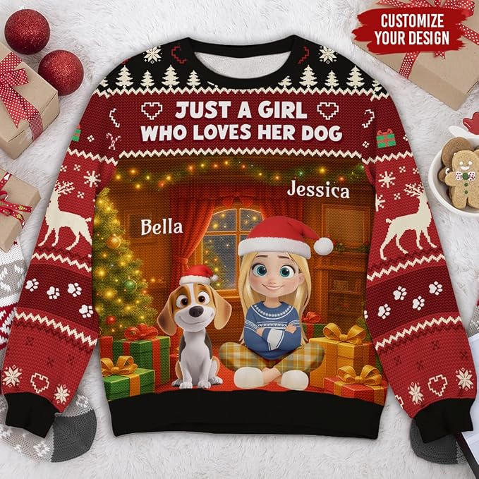 Wrappiness A Girl And Her Dog Christmas Sweatshirt - Image 2