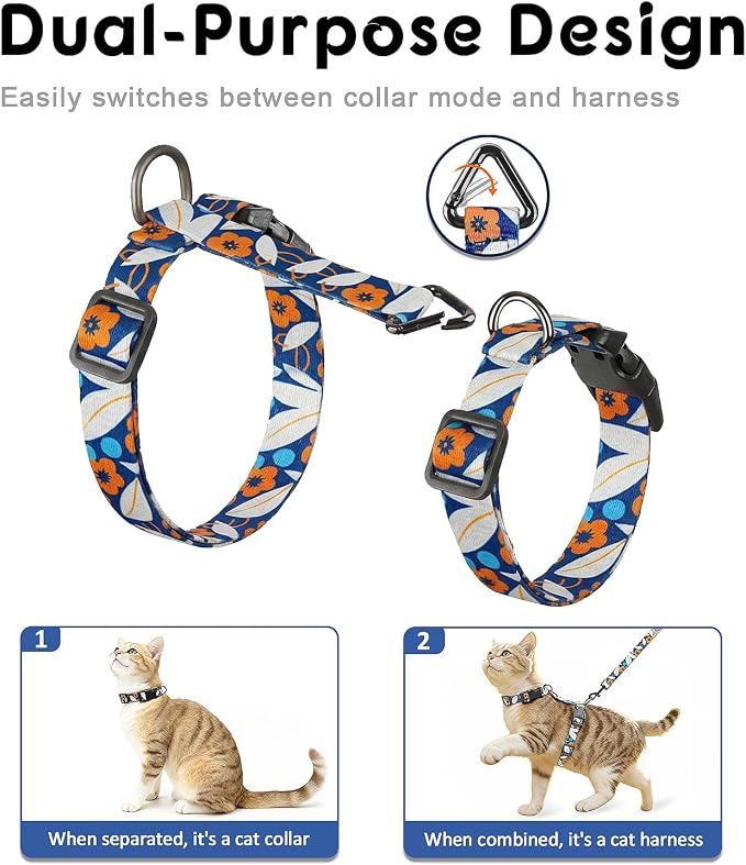 Halypet 2-Pack Cat Harness and Leash Set, Escape Proof 3-in-1 Adjustable Harness - Image 2