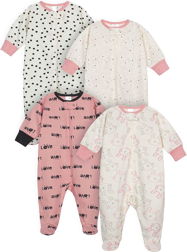 Onesies Brand Baby Girls' 4-pack Sleep 'N Play Footies Multi Pack by OnesiesBrand