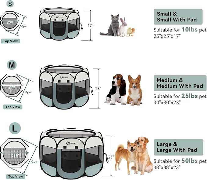 Dog Playpen with 2 Washable Pee Pad, Puppy Pet Cat Playpen Small AnimalsTent - Image 8