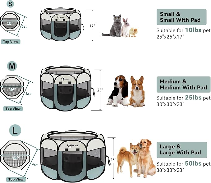Pink Puppy Playpen for Middle Dog Cat, Dogs Tent Crate Cage Indoor/Outdoor - Image 7