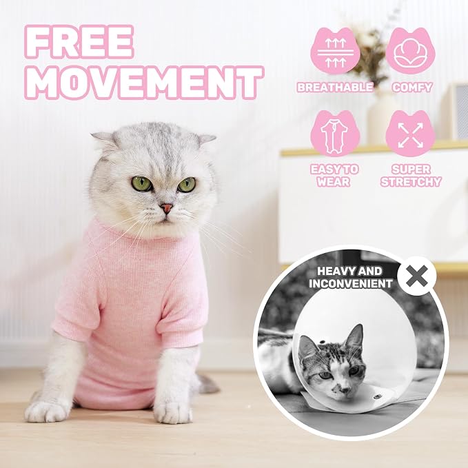 Breathable Cat Recovery Suit for Female/Male, Anti-Licking Kitten Onesie - Image 2