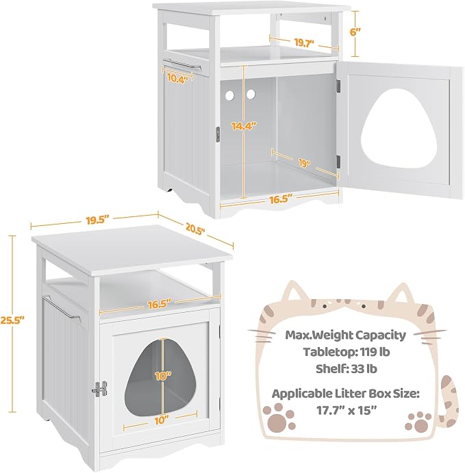 Yaheetech Cat Litter Box Enclosure, Hidden Litter Box Furniture - Image 7