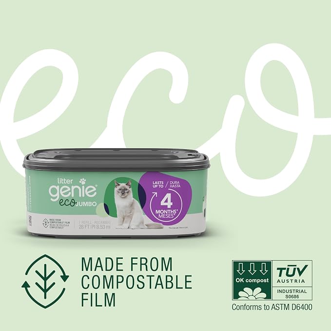 Litter Genie Eco Refills | Compostable Cat Litter Bags Jumbo 1-pack | Up to 4 - Image 3