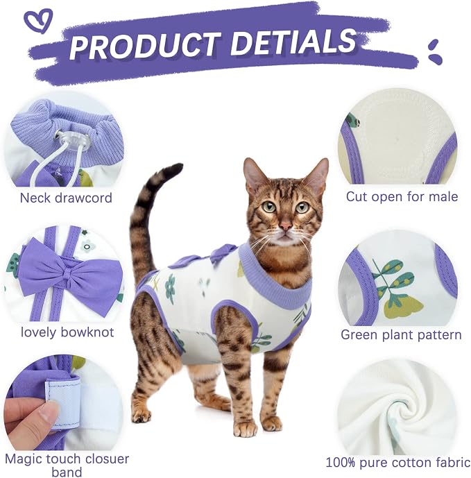 DENTRUN Cat Surgery Recovery Suit Anti Licking Spay Snuggly Vest, Pet Surgical - Image 3