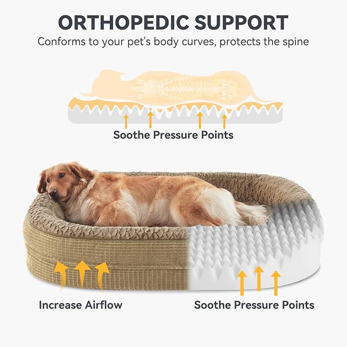 JOEJOY Orthopedic Dog Beds Large Sized Dog, Egg-Crate Memory Foam Pet Couch Bed - Image 2