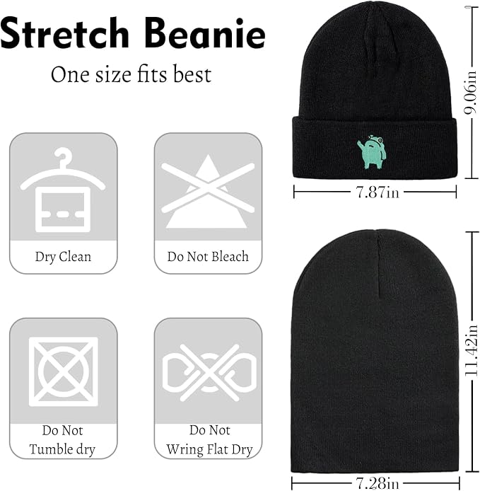 Funny Beanies Warm Knit Hats Fall Winter Black Hip Pop Knit Hat Cap - Image 6