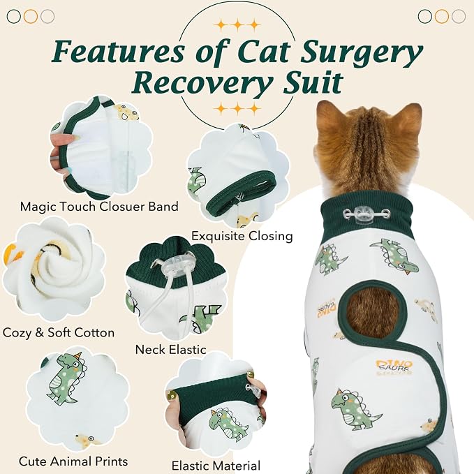 DENTRUN Cat Surgery Recovery Suit Female Male Soft Onesie, Kitten Surgical - Image 2