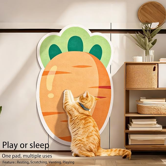 Cartoon Cat Scratching Mat, Cute Wall Cat Scratcher - Image 2