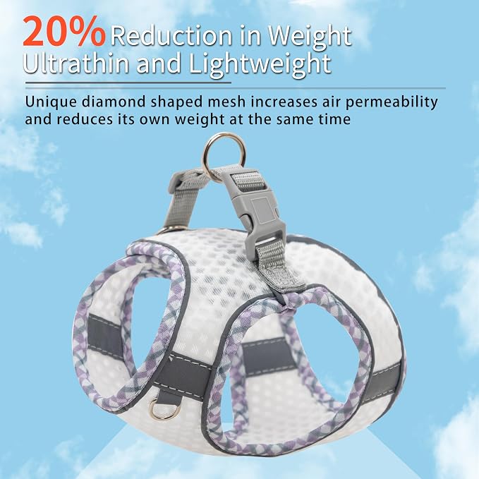 Summer Soft Dog Harness and Leash Set, Ultra Thin Breathable Diamond Mesh - Image 3