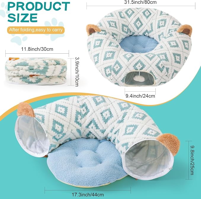 Cat Tunnel Bed with Soft Cushion, Cat Donut Tunnels - Image 6