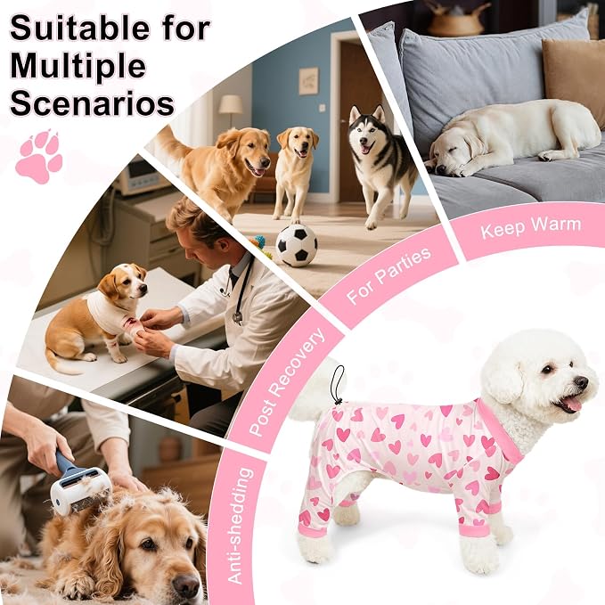 Bienbee Dog Pajamas, 4 Pack Dog Recovery Suit Shedding Suit Cute Soft Puppy - Image 7