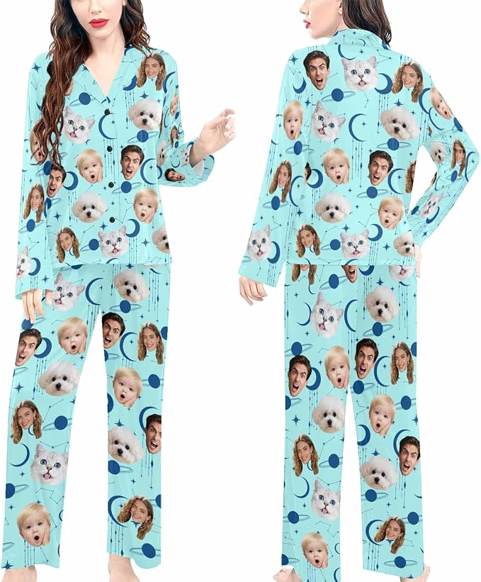 Artsadd Custom Pajamas for Women Men Family, Personalized Face Pjs Pajama Pants - Image 4