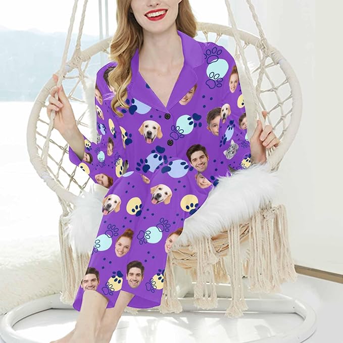 Artsadd Custom Pajamas for Women Men Family, Personalized Face Pjs Pajama Pants - Image 4