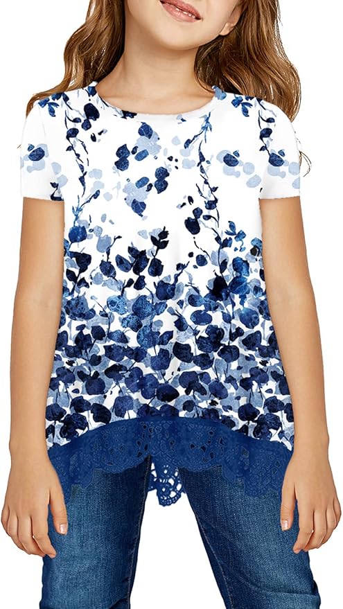 storeofbaby Girls Casual Tunic Tops Short Sleeve Loose Soft Blouse T-Shirt by storeofbaby