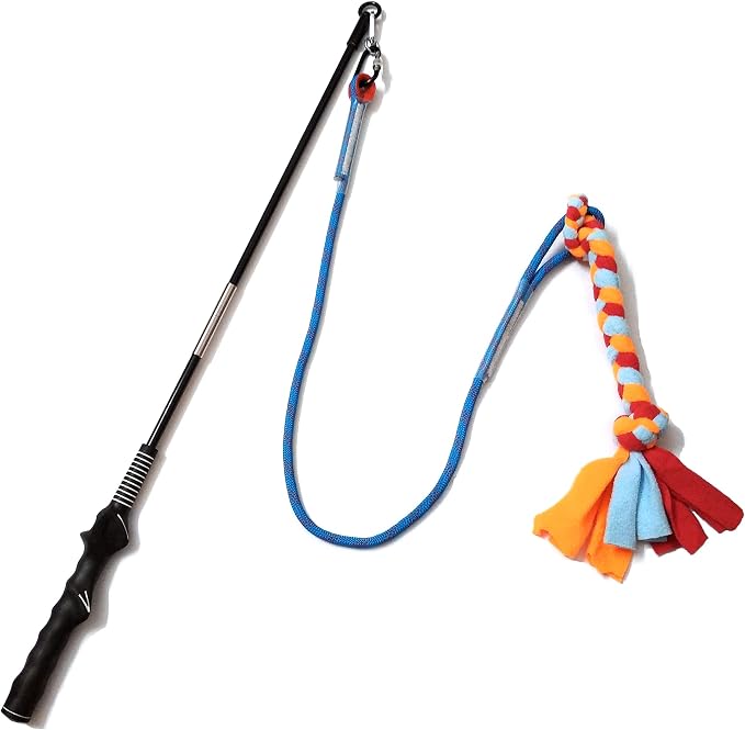 Interactive Flirt Pole Toy for Dogs Chase and Tug of War, Durable Teaser Wand by DEWONCH