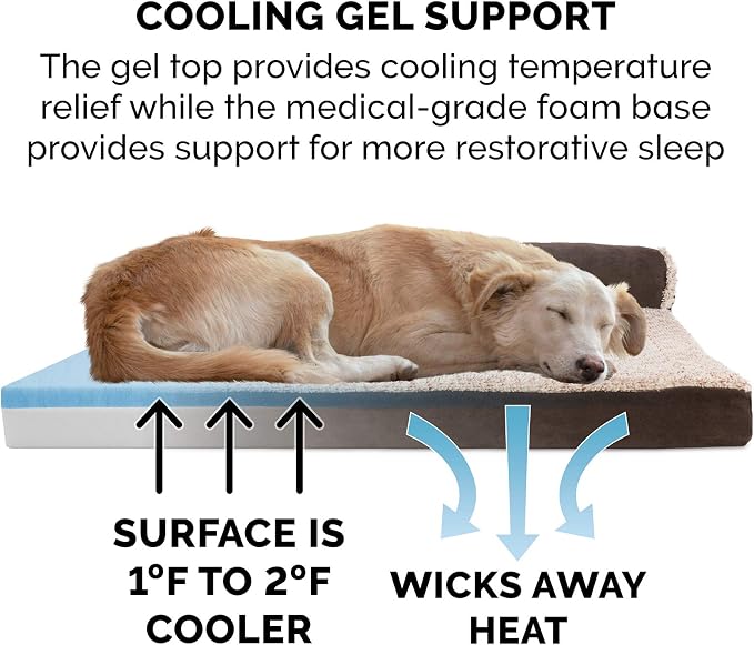 Furhaven Cooling Gel Dog Bed for Large/Medium Dogs w/ Removable Bolsters & - Image 5