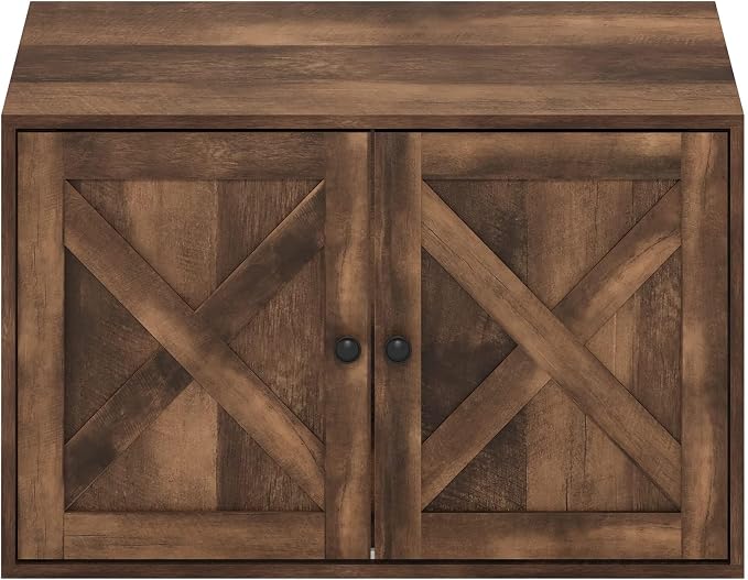 Furinno Peli Farmhouse Cat Litter Box Enclosure, Rustic Brown - Image 6