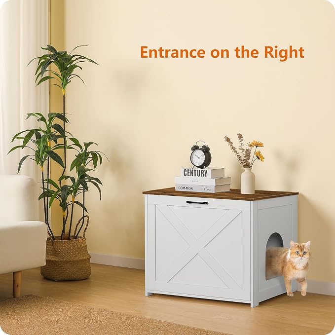 Dwanton Cat Litter Box Furniture Hidden, Cat Litter Box Enclosure, Reversible - Image 2