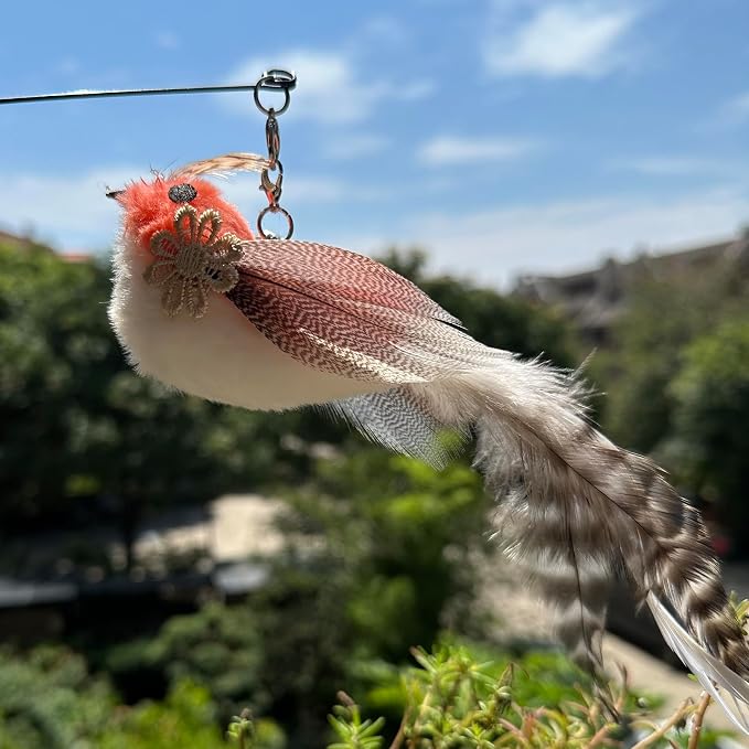 Cat Wand Toy, 6 Pieces Interactive Cat Wand Bird Feather Toys - Image 6