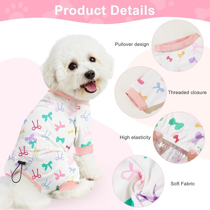 Bienbee Dog Pajamas, 4 Pack Dog Recovery Suit Shedding Suit Cute Soft Puppy - Image 6