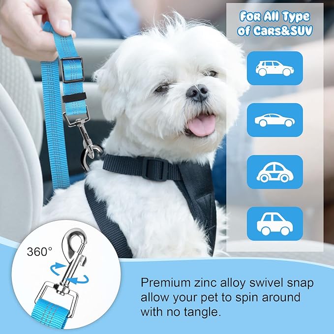 BWOGUE 2 Packs Dog Cat Safety Seat Belt Strap Car Headrest Restraint Adjustable - Image 4
