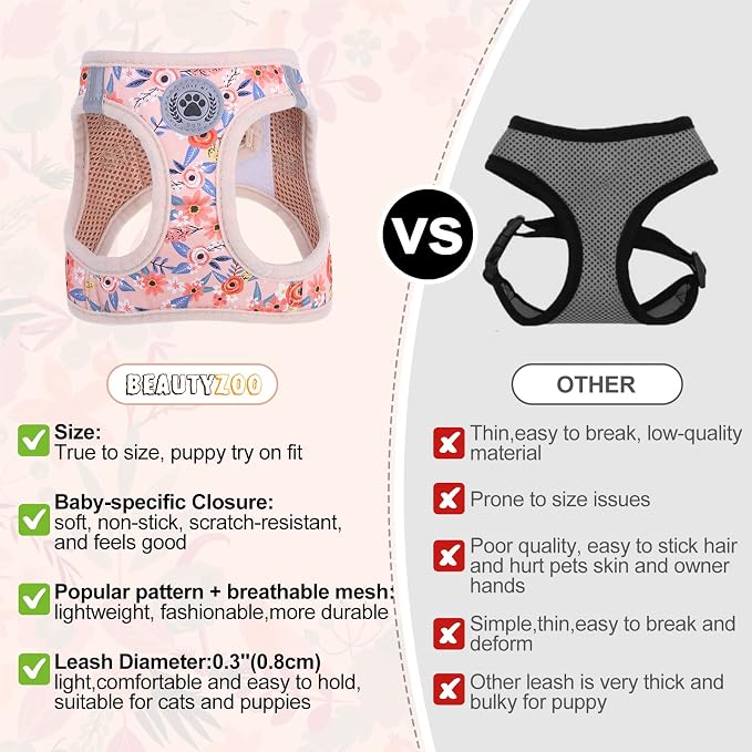 BEAUTYZOO Step in Dog Harness and Leash Set, Floral Pattern Reflective Dog - Image 4