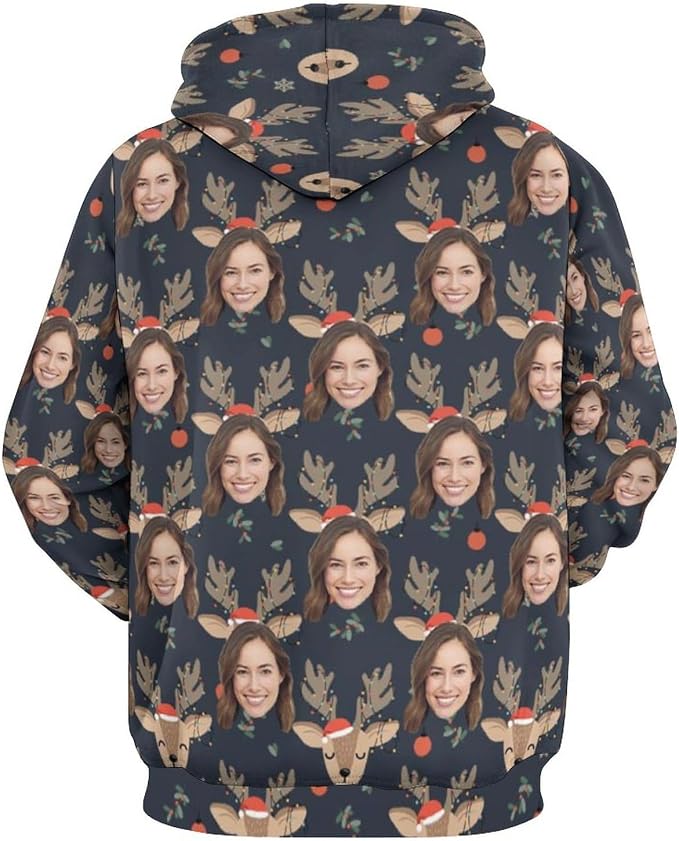 Artsadd Custom Face Unisex athletic Pockets Sweatshirt Loose Hoodie Custom - Image 4