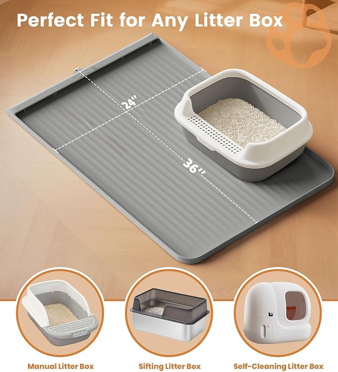 Cat Litter Mat 36x24 Inch, Silicone Litter Box Mat - Image 7