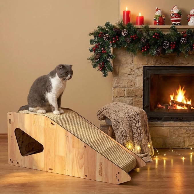 Enhanced Wood-Framed Cat Scratching Post: Large Sisal Cat Scratcher, Integrated - Image 4