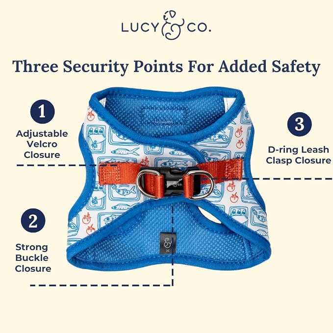 Lucy & Co. Tinned Fish Step-in Cat Harness & Leash Bundle – Reflective - Image 4