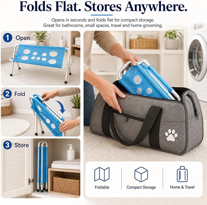 Pet Dog Bath Hammock, Cat Shower Grooming Table Hammock with Foldable Stand - Image 6