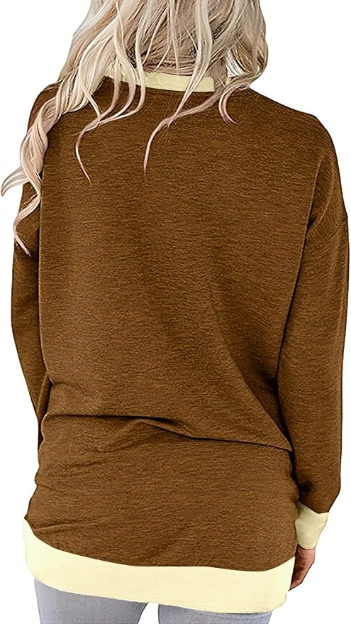 Akihoo Womens Casual Long Sleeve Tunic Tops Crew Neck Shirt Blouses - Image 4