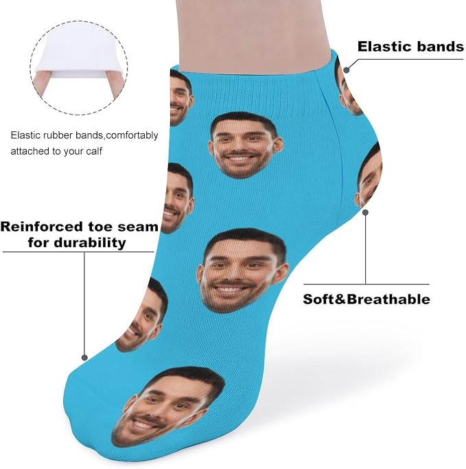 Personalized Ankle Socks with Face Custom Photo Socks Low Cut Ankle Socks - Image 4