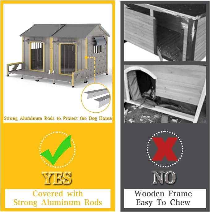 PetsCosset 59.4" L Large Dog House Outdoor & Indoor, Fir Wood Dog Kennel - Image 2