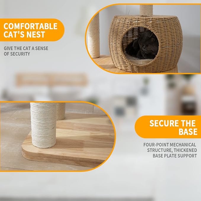 59" Big Modern Cat Tree Tower, Cat Tower Sisal-Covered Scratching Posts - Image 5