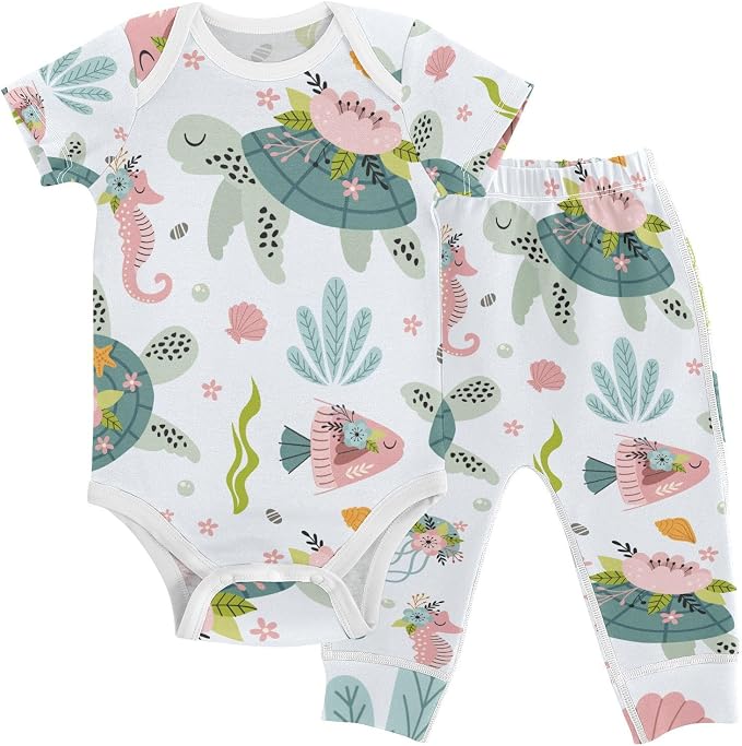 Baby Clothes Set Infant Bodysuits Pants Sets 0-24M by KICPOAY