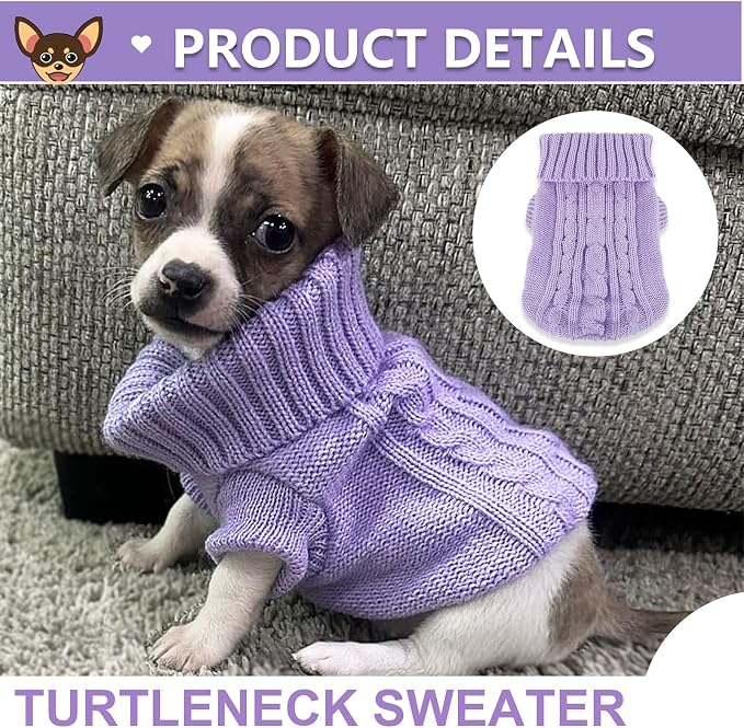 2 Pack Dog Sweaters for Small Dogs, Chihuahua Yorkie Sweater, Puppy Clothes - Image 3