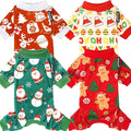XPUDAC 4 Pieces Dog Christmas Pajamas Santa Pet Clothes Cute Dog Pajamas Red by XPUDAC