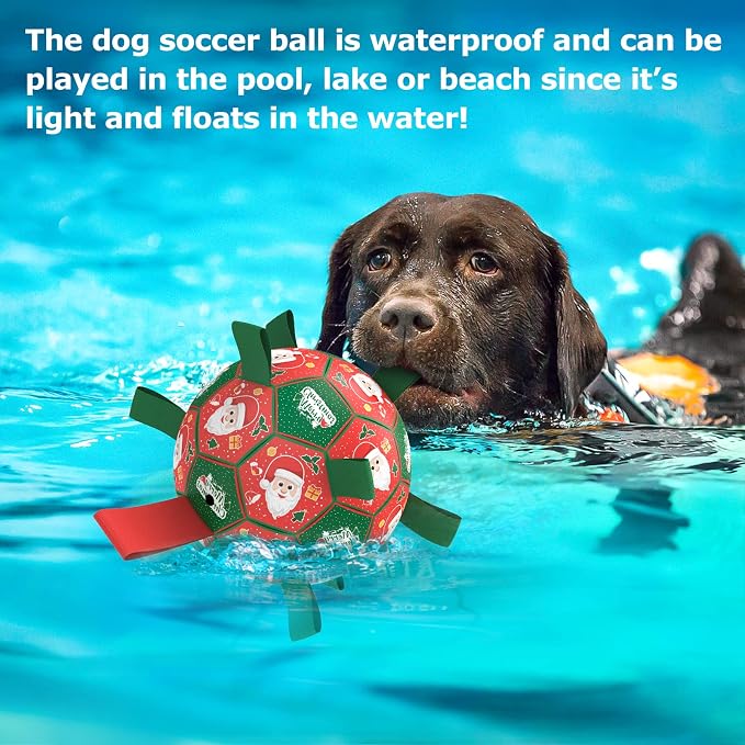 QDAN Christmas Dog Balls with Straps, Soccer Ball - Image 8