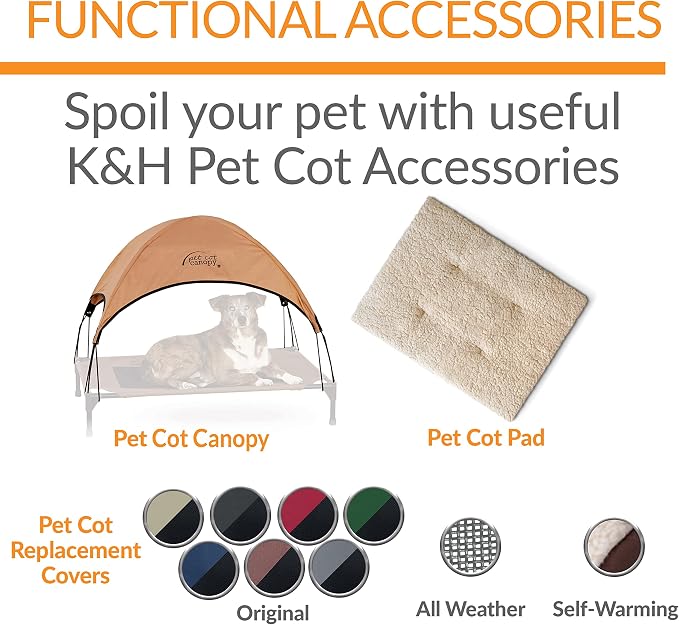 K&H Pet Products Original Pet Cot Replacement Cover Taupe/Black Medium 32 X 25 - Image 5