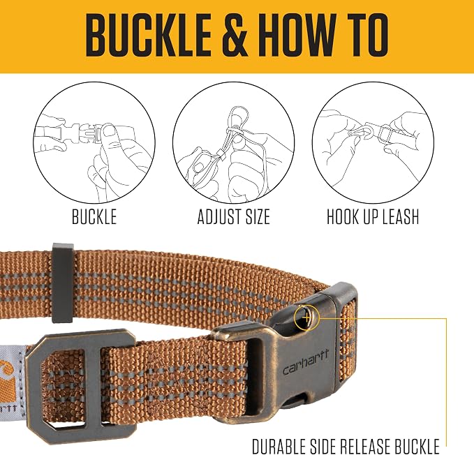 Carhartt Nylon Webbing Dog Collar, Fully Adjustable W/Durable Side Release - Image 3