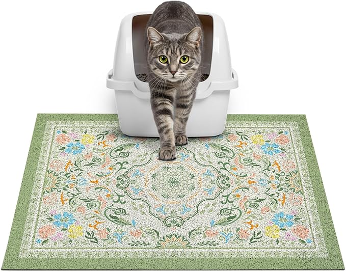 Glittme Cat Litter Mat with Non-Slip Bottom Litter Box Mat 24"X15" Litter by Glittme